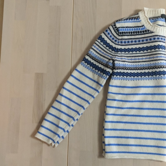 J Crew | Blue Wool Striped Fair Isle Sweater - Picture 4 of 12
